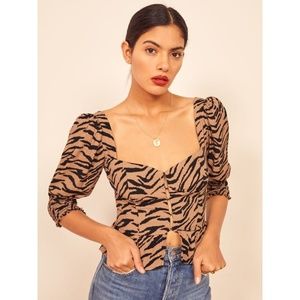 Reformation Dallas Top Rajah tiger print sz 2